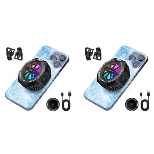 ZORBES® Phone Cooler for Gaming Magnetic Mobile with 4 Level Modes LCD Display RGB Light Semiconductor Technology Clips for iOS Android Phones 2PCS ZORBES® Phone Cooler for Gaming Magnetic Mobile with 4 Level Modes LCD Display RGB Light Semiconductor Technology Clips for iOS Android Phones 2PCS